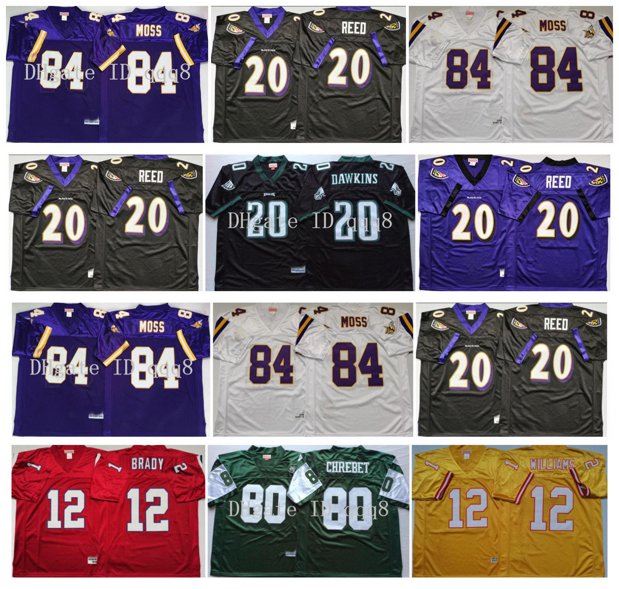 Retro 84 Randy Moss Jerseys 12 Tom Brady 20 Barry Sanders 20 Brian Dawkins 80 Wayne Chrebet 20 Ed Reed 12 Doug Williams M&N Football Jerseys, As pic
Retro 84 Randy Moss Jerseys 12 Tom Brady 20 Barry Sanders 20 Brian Dawkins 80 Wayne Chrebet 20 Ed Reed 12 Doug Williams M&N Football Jerseys, As pic