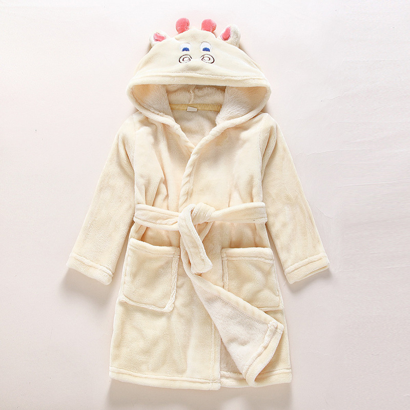 Children's Terry Bathrobe For Girl Boy Flannel Dressing Gown Kids Cartoon Baby Bathrobe Hooded Little Girl Robes Winter Clothes LJ201216