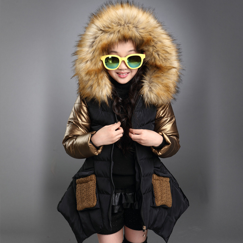 Winter Coat Girl Fashion Kids Jacket For Girls Warm Fur Hooded Thick Coat Girls Cool Cold Outerwear Girl Clothes Parka For Girls LJ201128