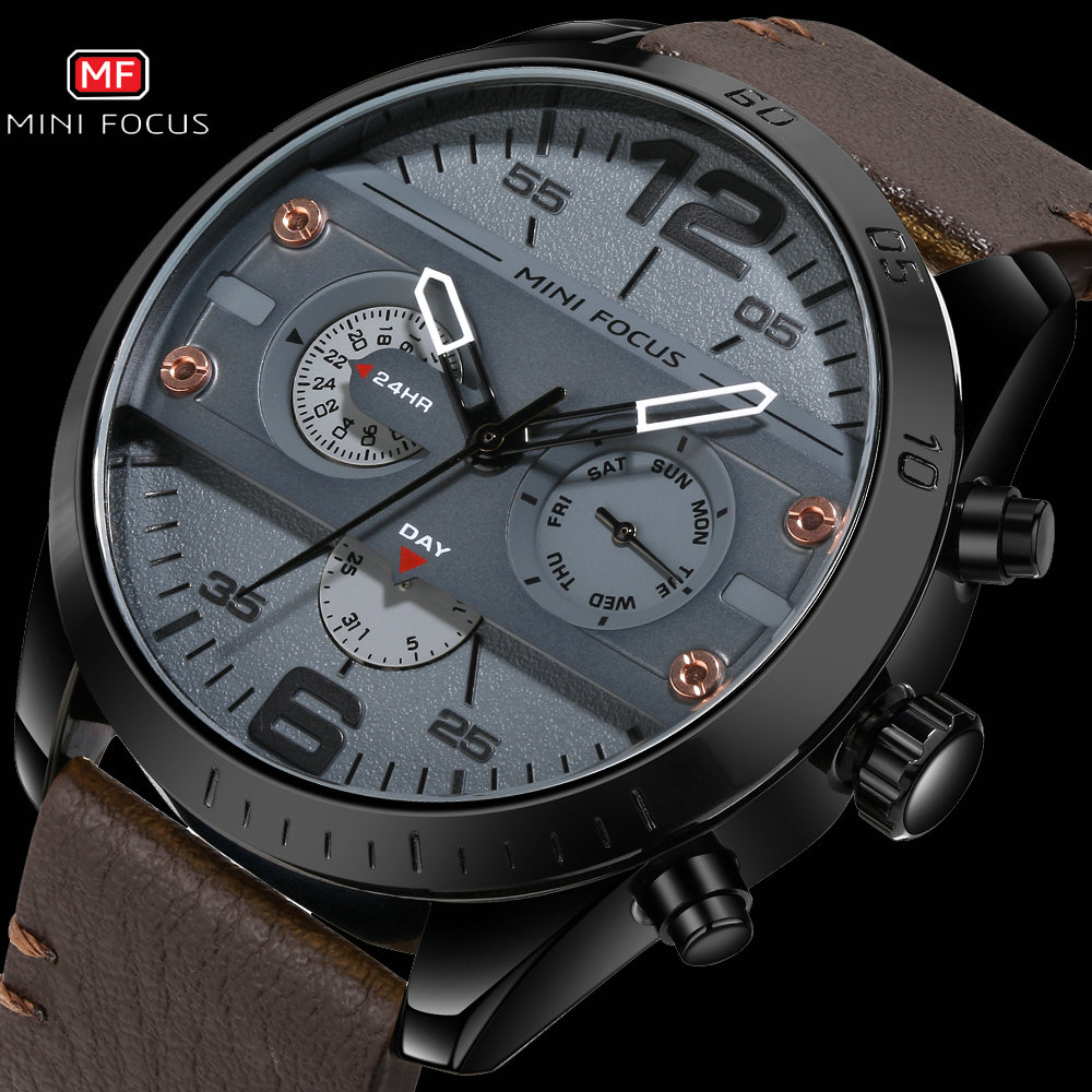 MINIFOCUS Sport Cool Watch Men Quartz Clock Genuine Chronograph 3 Dials Week Day Big Case Waterproof Chic Casual Wrist Watches, Slivery;brown
MINIFOCUS Sport Cool Watch Men Quartz Clock Genuine Chronograph 3 Dials Week Day Big Case Waterproof Chic Casual Wrist Watches, Slivery;brown