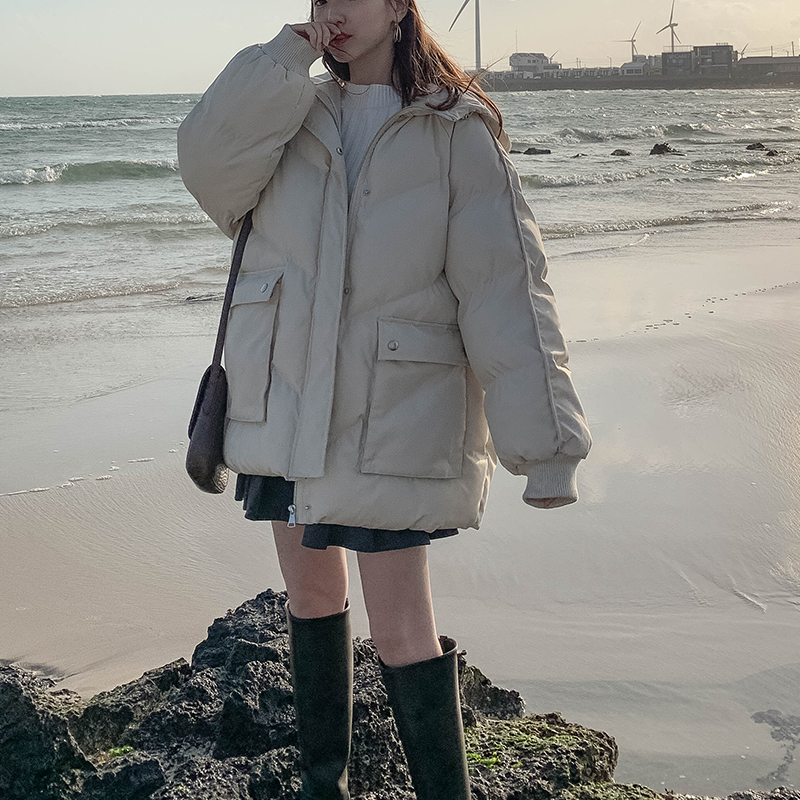 Woman Parkas Plus Size Winter Warm Thick Hooded Coat Pocket Padded Bubble Puffer Jacket Loose Casual Preppy Parka Outwear 201217