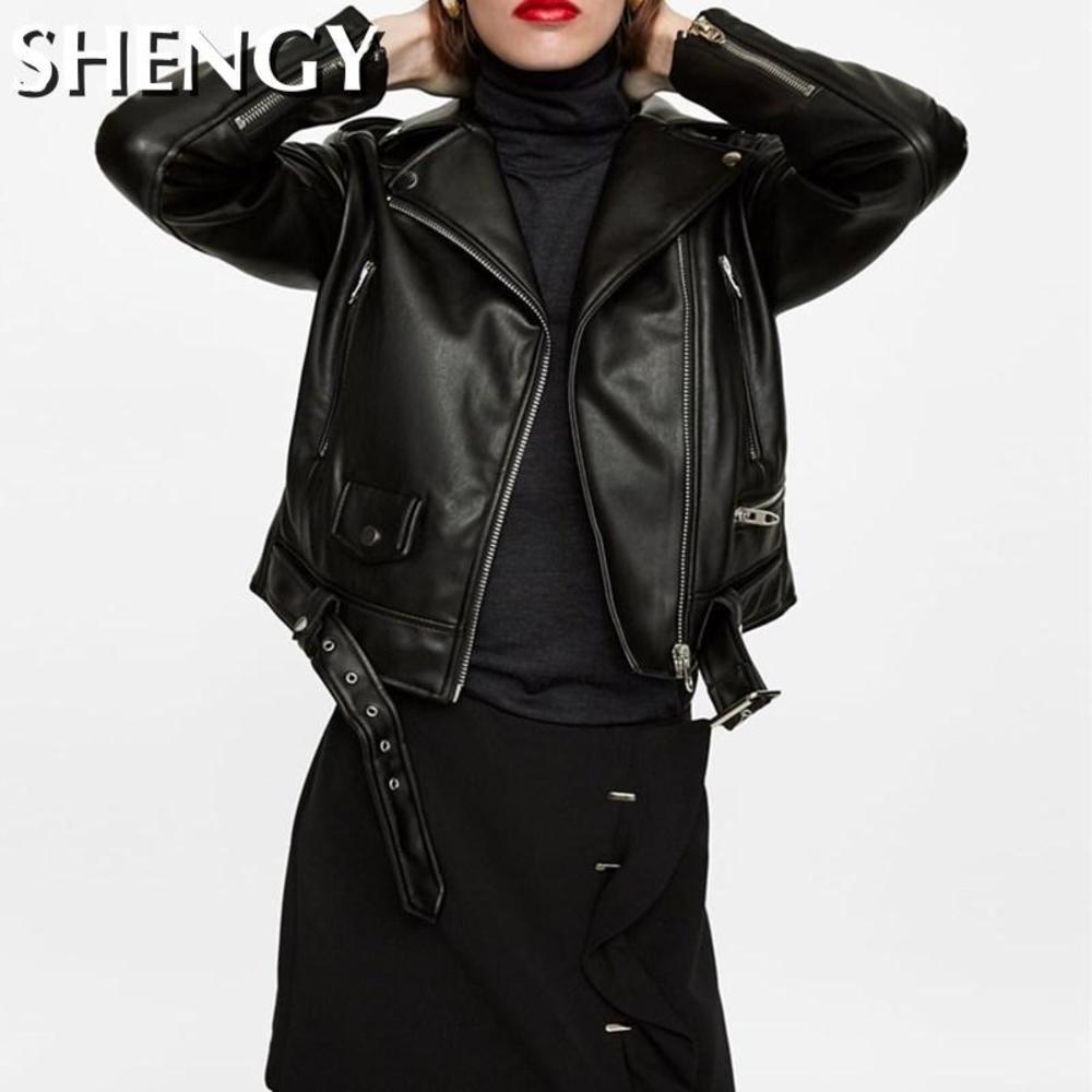 Women Autumn Clothes Pu Leather Black Long-Sleeve New Outerwear Casual Solid Turn-Down Collar Slim Coats Jackets Females
Women Autumn Clothes Pu Leather Black Long-Sleeve New Outerwear Casual Solid Turn-Down Collar Slim Coats Jackets Females