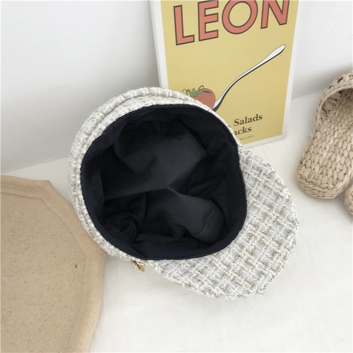 Designer Military Hats Women Autumn Winter Captain Sailor Navy Newsboy Caps Chain Flat Casquette Octagonal Baker Boy Painter Korea