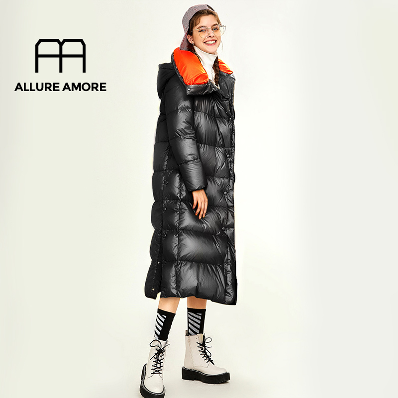 Allure Amore Winter Jacket New High Quality Women Long Down Coat White Duck Down Jacket Quilted Female Lightweight Thick Clothes 201029