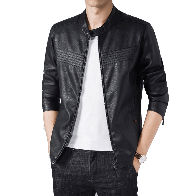 Motorcycle Jacket Men Neckline With Buttons Slim Bomber Jackets For Man Black Zipper Pocket PU Leather Men's Fleece Jacket Coats
Motorcycle Jacket Men Neckline With Buttons Slim Bomber Jackets For Man Black Zipper Pocket PU Leather Men's Fleece Jacket Coats
