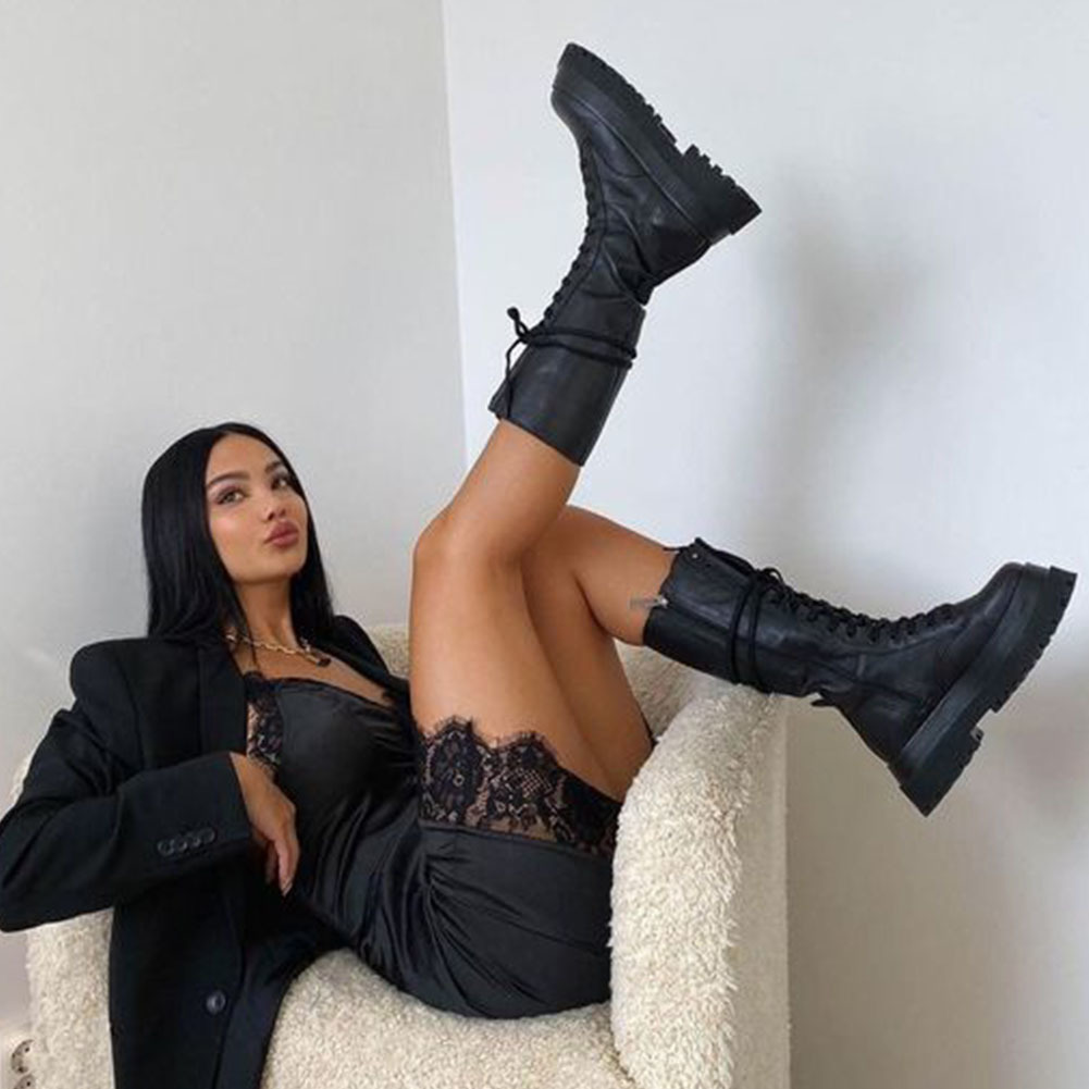 Hot Sale 2021 Brand New Fashion Genuine Leather INS HOT Sale Chunky Heels Platform Motorcycles Boots Shoes Women Leather Lady Footwear