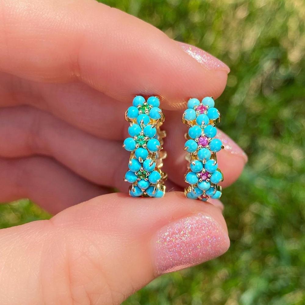 2021 Spring New Fashion Women Jewelry Gold Color Prong Set Blue Turquoises Stone Flower Hoop Earring 
2021 Spring New Fashion Women Jewelry Gold Color Prong Set Blue Turquoises Stone Flower Hoop Earring