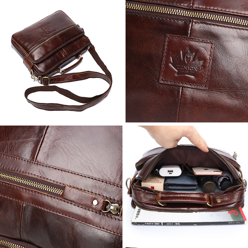 Men's Shoulder Bag Leather Laptop Office s For Men Genuine s Briefcase y Handbag Male ZZNICK 220216