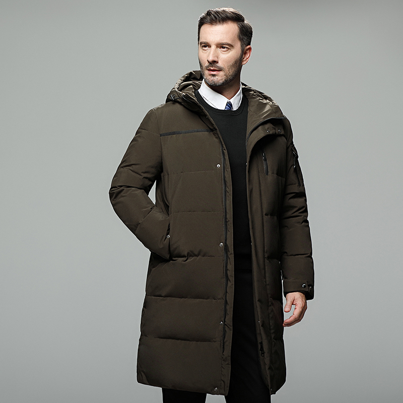 New White Jacket Men Winter Thick Warm Hooded Long Parka Coat Overcoat Mens Fashion Duck Down Windbreaker Solid 201223