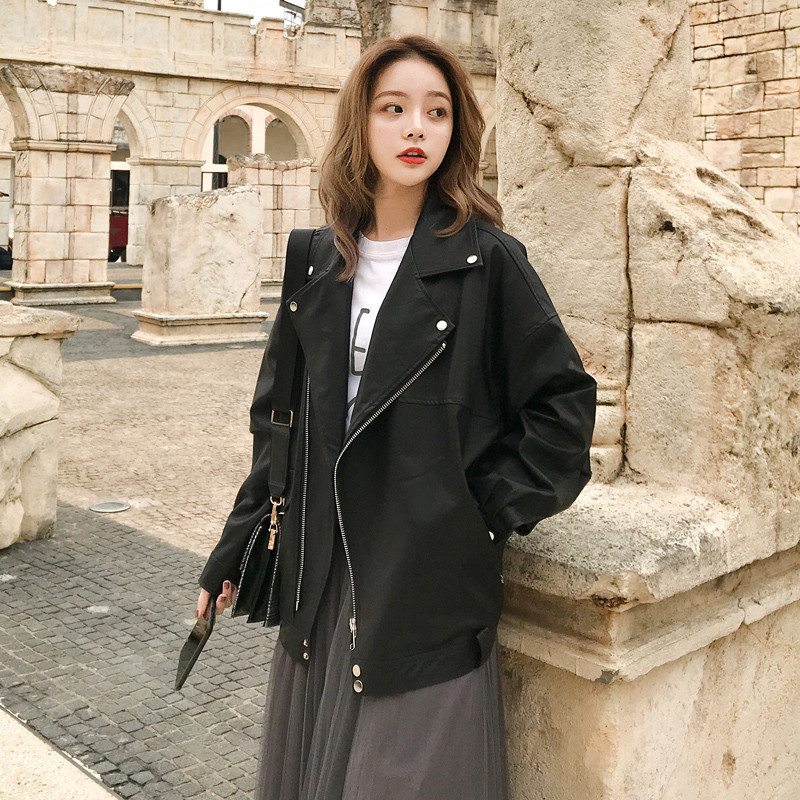 Aelegantmis Fashion Oversized Coat Women Faux Leather Jacket Spring Autumn Loose Biker Motorcycle Jackets Female Punk Streetwear 201020