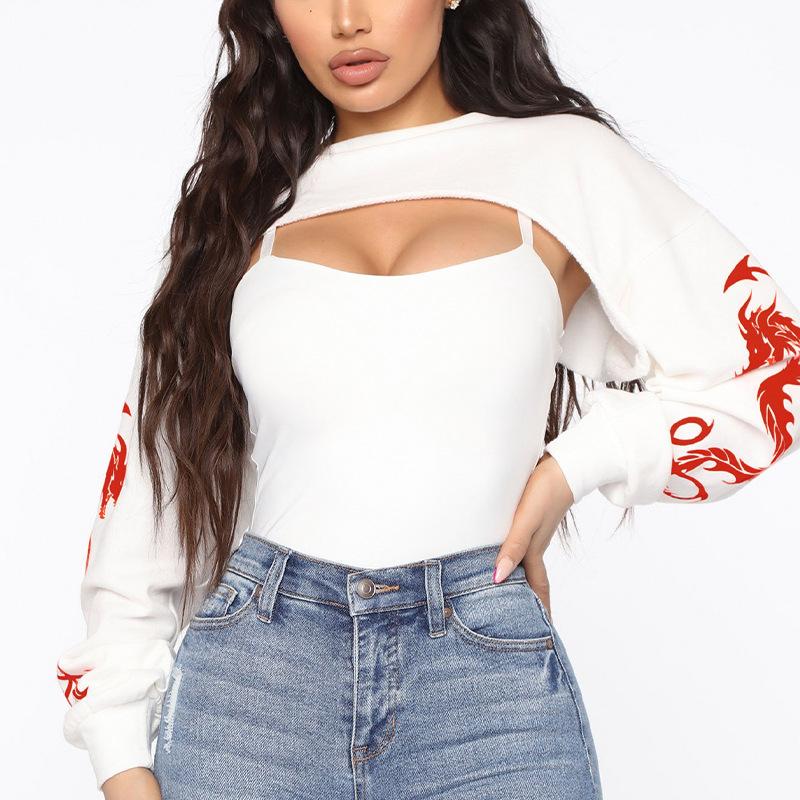 Pullover Hoodie Women' 2-Piece Fall/Winter Cotton O-Neck Fashion Low-Cut Sexy Hollow Short Cropped Navel Print Street Top New I, White
Pullover Hoodie Women' 2-Piece Fall/Winter Cotton O-Neck Fashion Low-Cut Sexy Hollow Short Cropped Navel Print Street Top New I, White