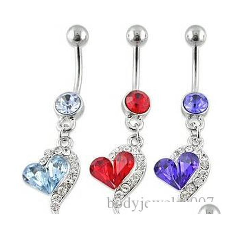 4 Colors Mix Color Heart Style Ring Belly Button Ring Navel Rings Body Piercing Jewelry Dangle Accessories Fashion Charm 7K1Gu