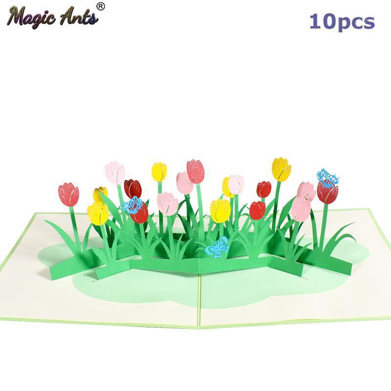10 Pack -Up Flower Card 3D Tulip Greeting Cards Valentines Day Get Well Mothers Day Birthday Anniversary Wholesale Suplier1