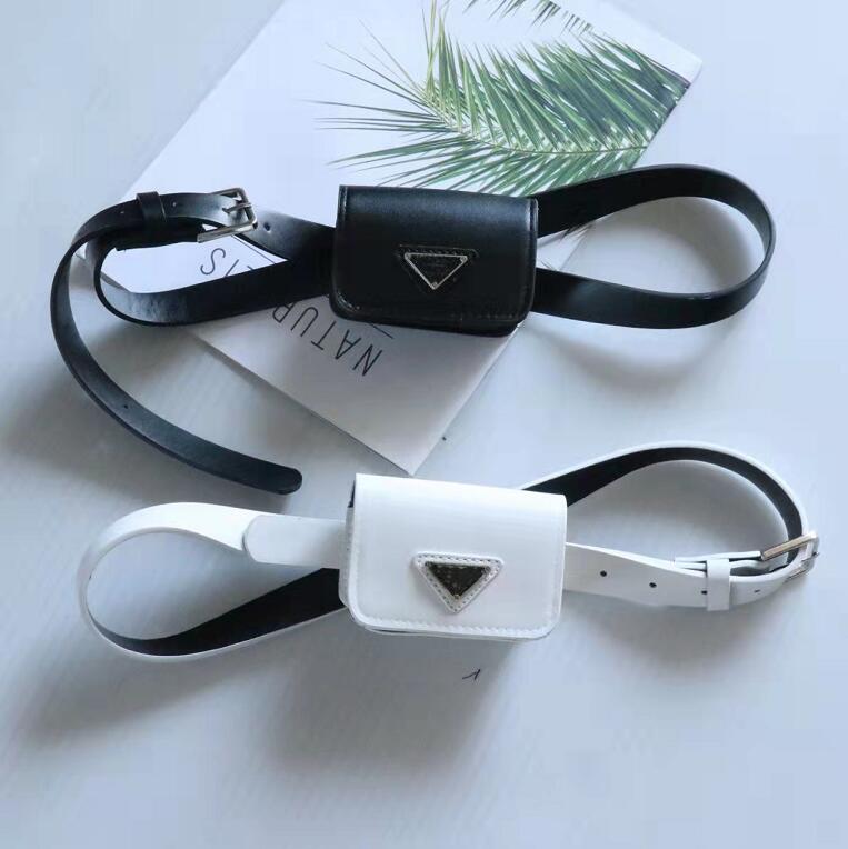 Designer Neutral Luxury PU Leather Waist Bags Black Belt Bag Fashion Geometry Triangle Letter Mini Casual Pouch Coin Purse