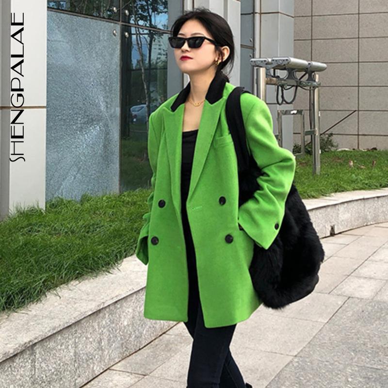 SHENGPALAE Spring 2021 New Women' Blazer Fashion Green Black Collar Woolen Suit Coat Loose Casual Female Wool Suit Coat 5A760, Green single lining
SHENGPALAE Spring 2021 New Women' Blazer Fashion Green Black Collar Woolen Suit Coat Loose Casual Female Wool Suit Coat 5A760, Green single lining