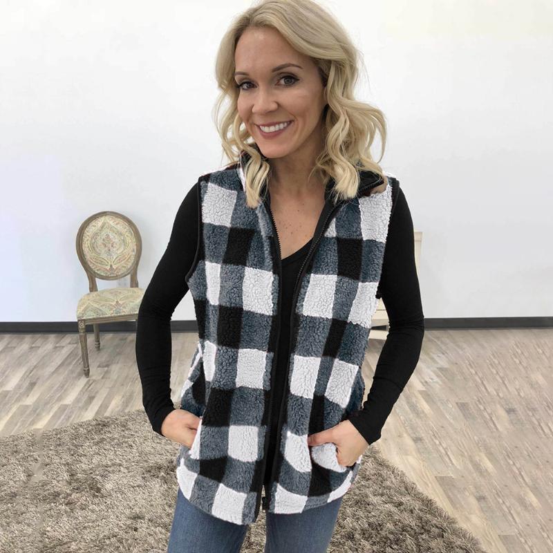 Ladies Sleeveless Coat Jacket Outwear Plaid Vest Coat Fashion Casual Pocket Winter Warm Vest Women Black White Red D30, Gray
Ladies Sleeveless Coat Jacket Outwear Plaid Vest Coat Fashion Casual Pocket Winter Warm Vest Women Black White Red D30, Gray