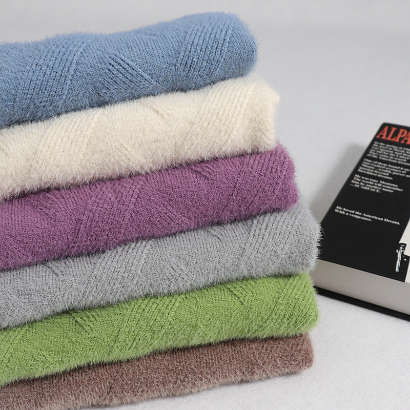 GIGOGOU Geomatric mink cashmere Women's Sweater Korea Style Elegant Thick Warm Turtlenecks Fall Winter Soft Female Jumper Top 201023