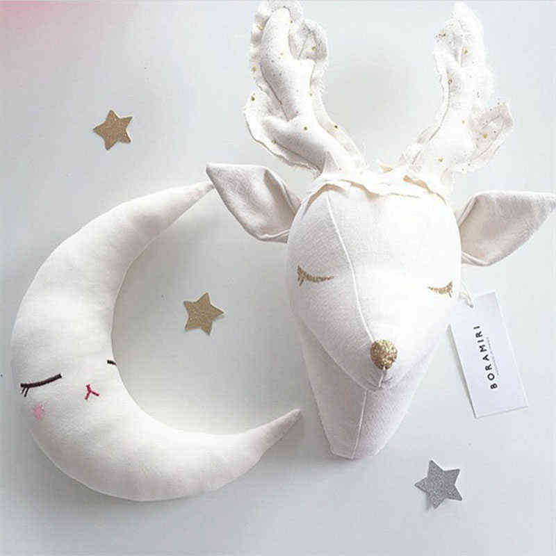 Baby Girl Room Decoration 3D Stuffed Animal Heads Elephant Swan Head Wall Hanging Decor For Nursery Children Bedroom Decoration 220209