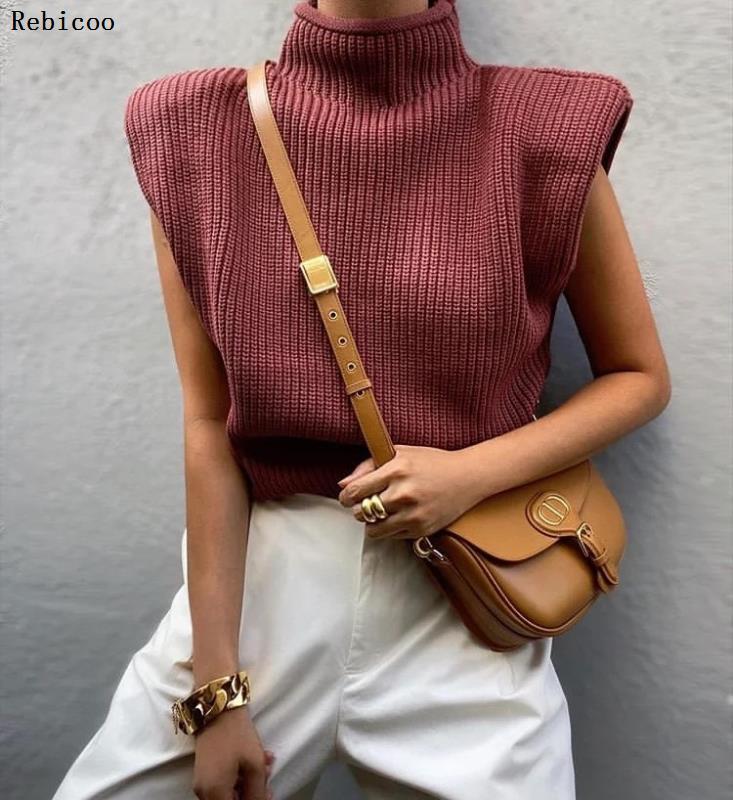 Turtleneck Sleeveless Vest Sweater Women 2020 With Shoulder Pads Knitted Pullover Autumn Winter Jumper Casual Tops Fashion, Apricot
Turtleneck Sleeveless Vest Sweater Women 2020 With Shoulder Pads Knitted Pullover Autumn Winter Jumper Casual Tops Fashion, Apricot
