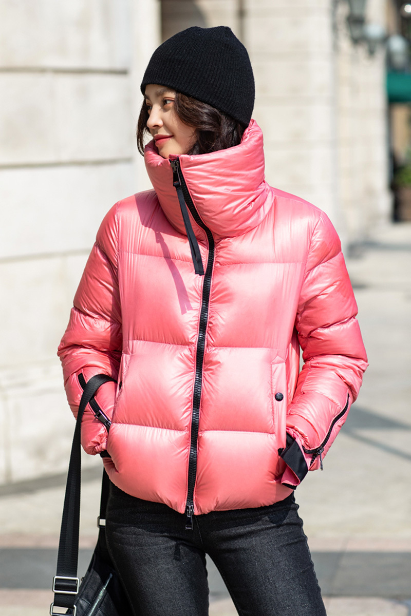 90% White Duck Down Coat Winter Jacket Women Stand Collar Solid Black Female Down Coat Loose Oversized Womens Short Puffer Parka 201019