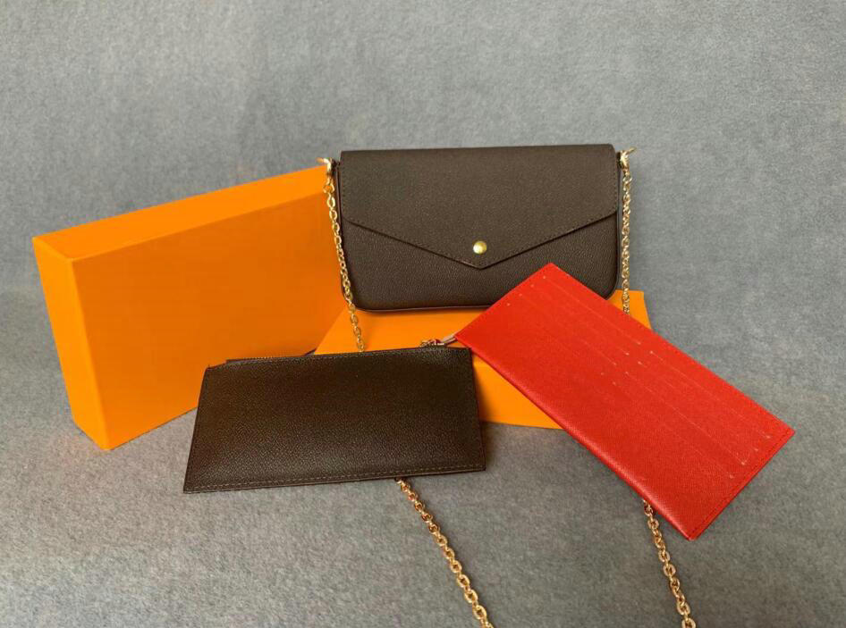 Women 3pcs/set Pochette Felicie Handbag Holder Purse Crossbody Bags gold chain Shoulder handbag Mini Wallets Purse M61276, Brown flowers
Women 3pcs/set Pochette Felicie Handbag Holder Purse Crossbody Bags gold chain Shoulder handbag Mini Wallets Purse M61276, Brown flowers