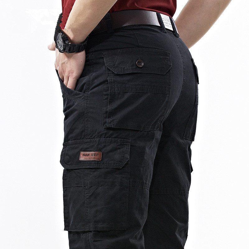 Men's Overalls Military Army Cargo Pants Spring Cotton Baggy Denim Pants Male Multi-pockets Casual Long Trousers Plus Size 42 201027