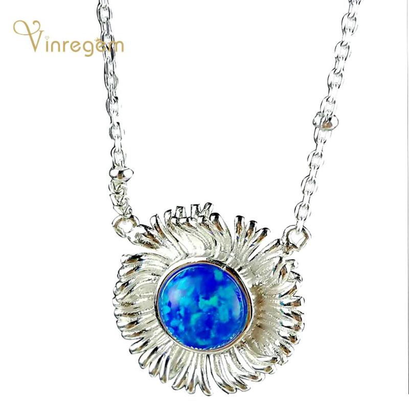 Vinregem Vintage 100% 925 Sterling Silver Round Cut Blue Opal Gemstone Romantic Women Pendant Necklace Engagement Fine Jewelry
Vinregem Vintage 100% 925 Sterling Silver Round Cut Blue Opal Gemstone Romantic Women Pendant Necklace Engagement Fine Jewelry