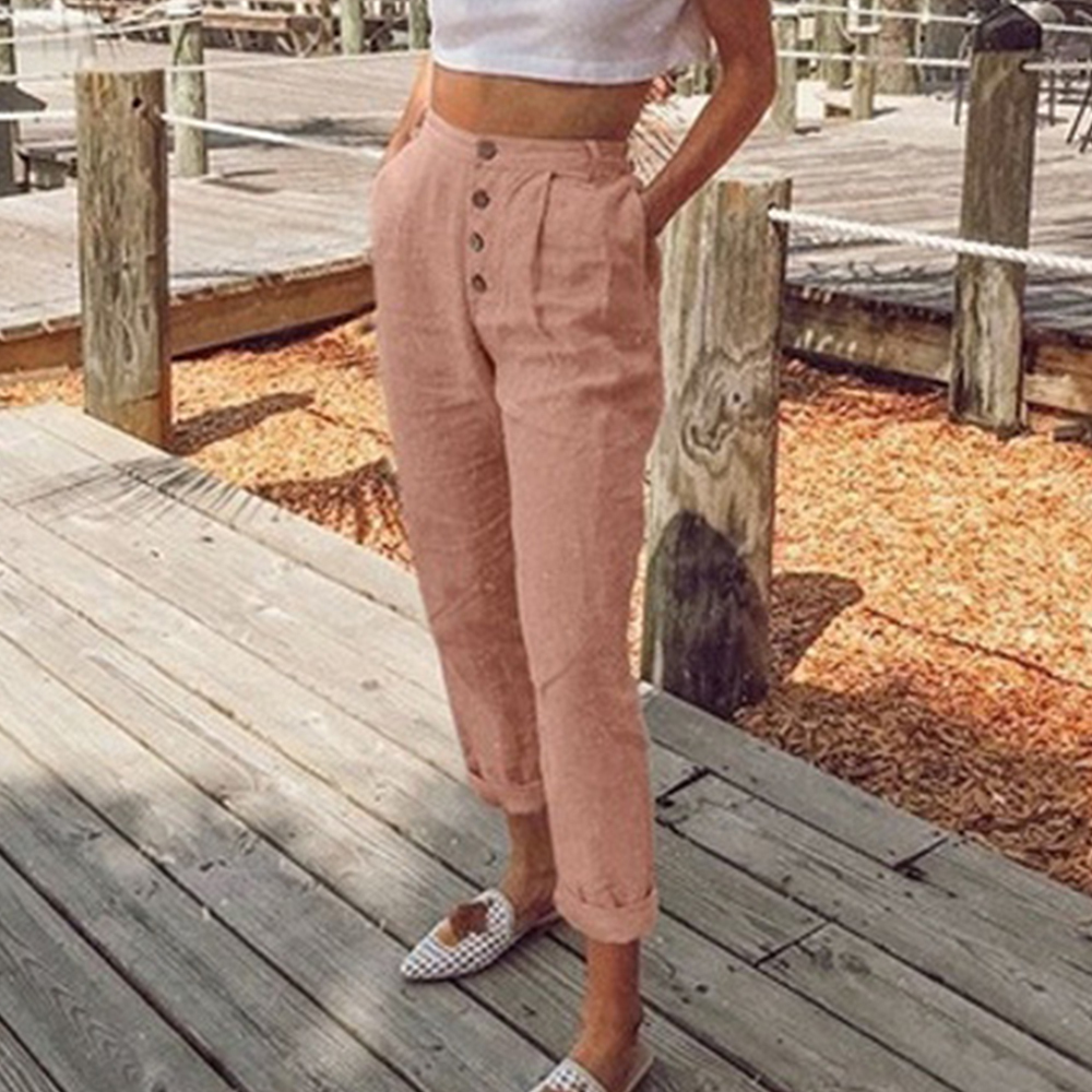 Vintage Causal Loose Cotton Linen Pants Women Harem Elastic Waist Long Trousers Pantalon Femme Pantalones Mujer 201113