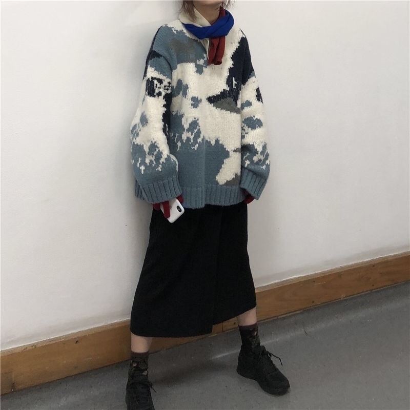 Woherb Contrast Color Print Sweater Women Pullover Autumn Winter Korean Thick Long Sleeve Knit Jumper O-Neck Warm Sweaters 201203, As photo
Woherb Contrast Color Print Sweater Women Pullover Autumn Winter Korean Thick Long Sleeve Knit Jumper O-Neck Warm Sweaters 201203, As photo