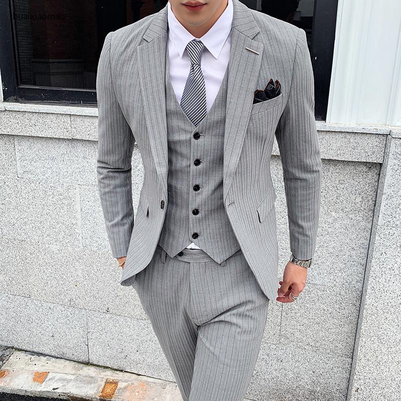 2021 New High Quality Striped Suit Fashion Men's Club Prom Formal Suit Groom Wedding Tuxedo Men's Clothing (Coat + Vest + Pants, Black 2-pcs set
2021 New High Quality Striped Suit Fashion Men's Club Prom Formal Suit Groom Wedding Tuxedo Men's Clothing (Coat + Vest + Pants, Black 2-pcs set