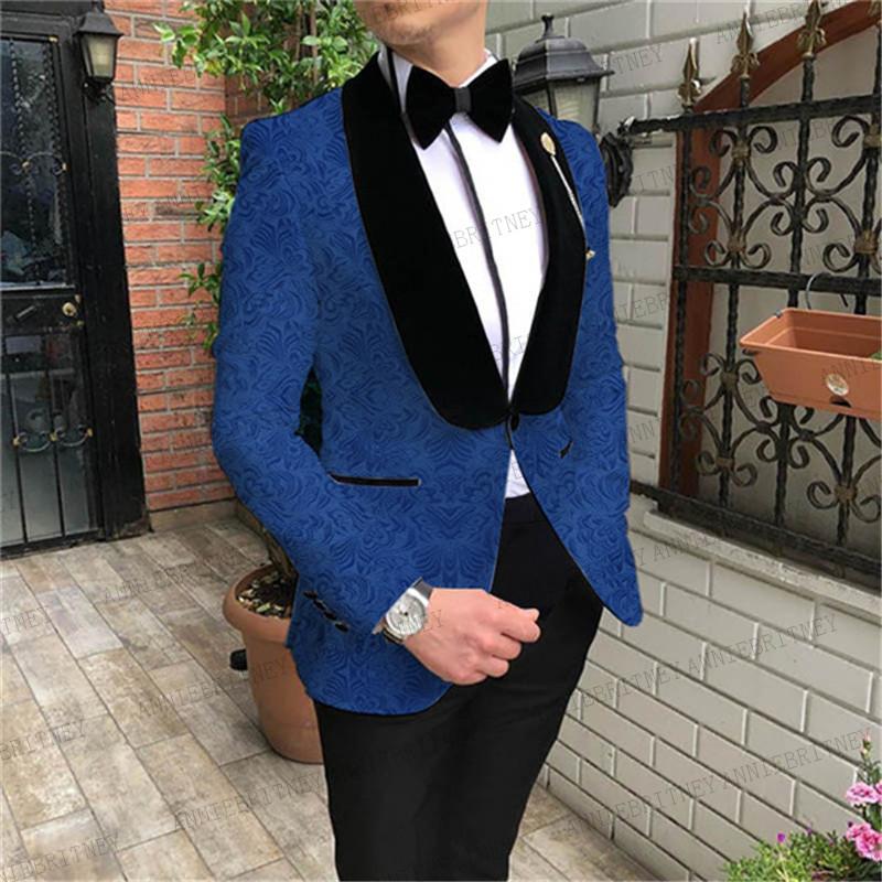 Jacquard Men Suits with Black Velvet Shawl Lapel Slim fit Royal Blue Blazer Men Groom Wedding Suit Tuxedo Jacket Pants 2 pieces, Beige
Jacquard Men Suits with Black Velvet Shawl Lapel Slim fit Royal Blue Blazer Men Groom Wedding Suit Tuxedo Jacket Pants 2 pieces, Beige