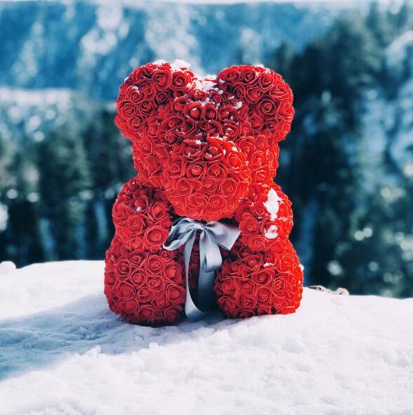 Valentine's Day 25cm Rose Bear Artificial Soap Rose Teddy Bear Eternal Rose Christmas Valentine Birthday wedding Girl Friend Gift