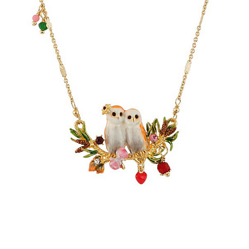 Fashion Pretty Ins Owl Colored Enamel Bird Lovely Branch Feminine Necklace Pj8o