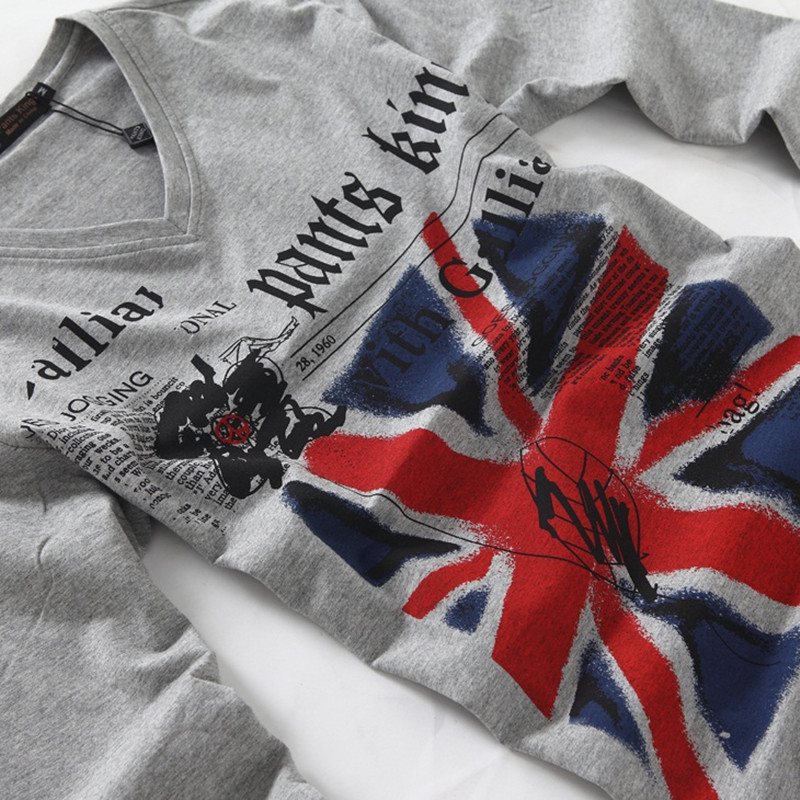 Spring Autumn Period Long Sleeve Cultivate One's Morality Men's T-shirt Sets V-neck Solid Cotton spandex T Shirt Men white Bla 201202