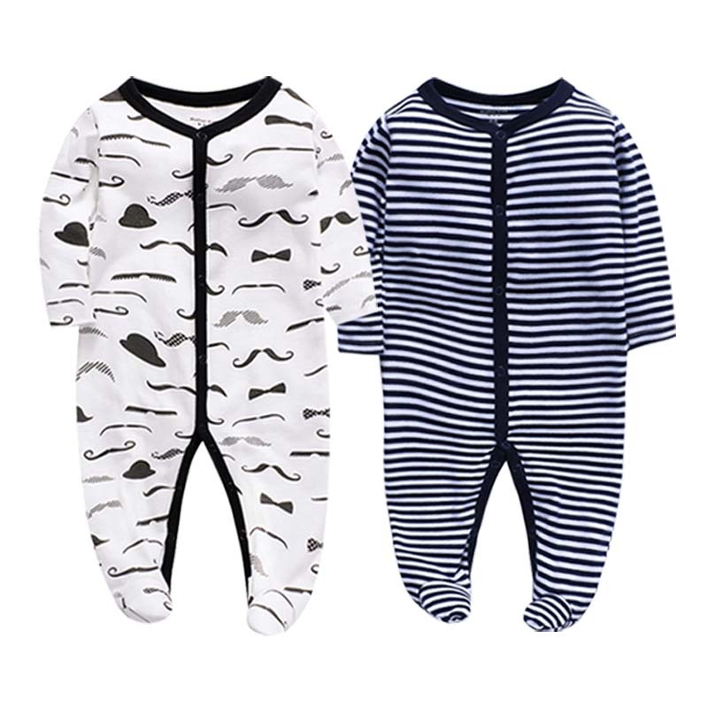 Newborn Baby Boys Girls Sleepers Pajamas Babies Jumpsuits 2 PCS/lot Infant Long Sleeve 0 3 6 9 12 Months Clothes Y1221