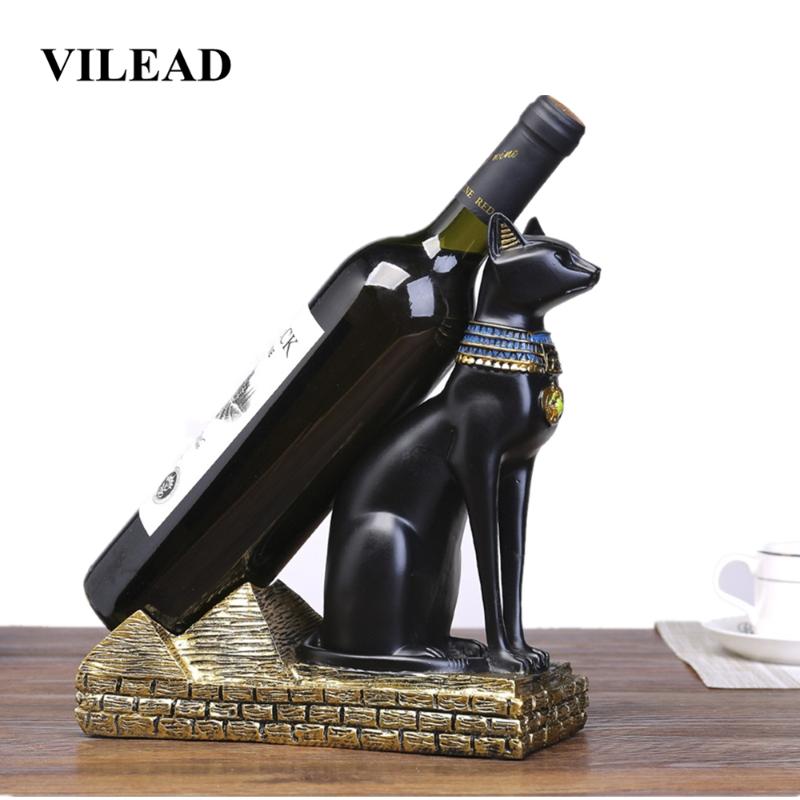 

VILEAD 25cm Resin Egyptian Cat God Wine Rack Figurines Animal Ornaments Wine Bottle Holder European Creative Decoration Hogar