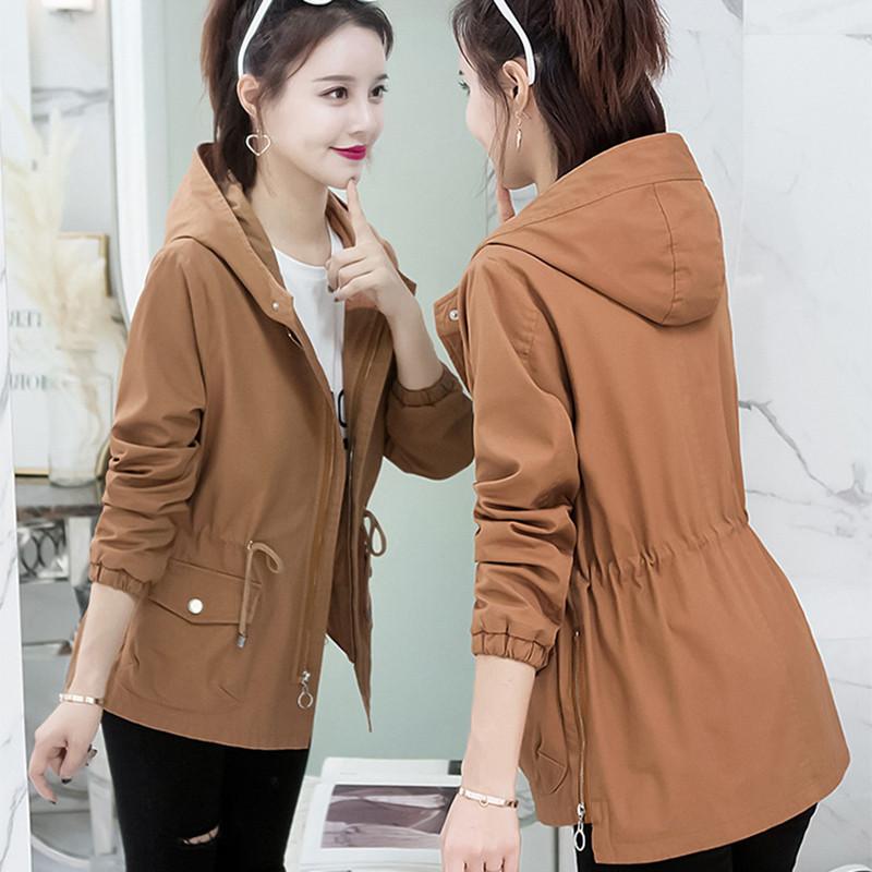 New 2020 Women Trench Coat Spring Autumn Casual Slim Hooded Windbreaker Solid Color Drawstring Zipper Female Cotton Coat LQ81, Qingse trench coat
New 2020 Women Trench Coat Spring Autumn Casual Slim Hooded Windbreaker Solid Color Drawstring Zipper Female Cotton Coat LQ81, Qingse trench coat