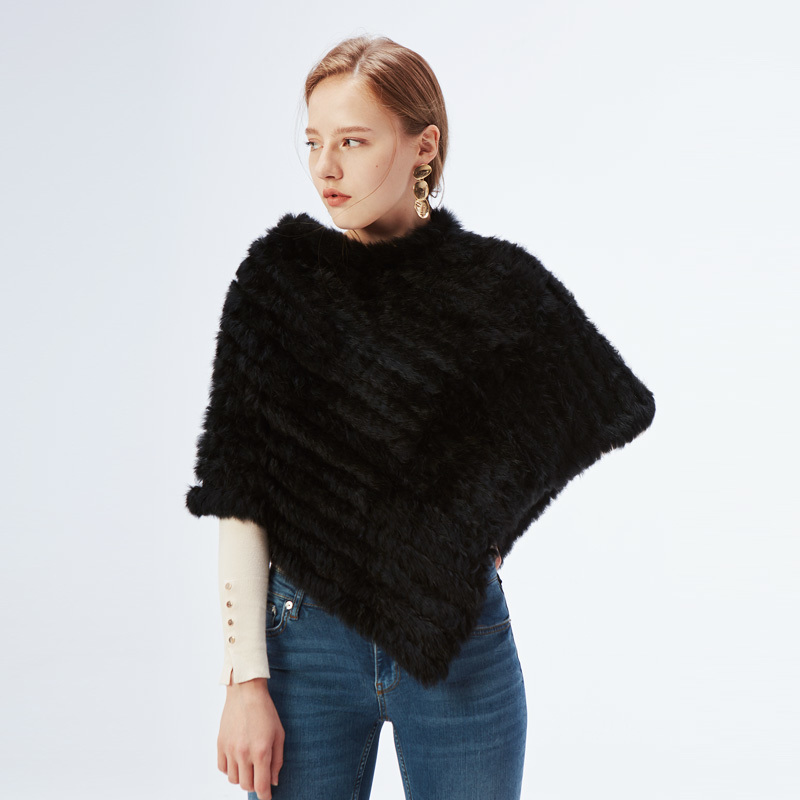 ETHEL ANDERSON Real Rabbit Fur Knitted Fur Poncho Vest Party Wrap Coat Shawl Women's Natural Fur Wedding Gift Wholesale Discount 201031