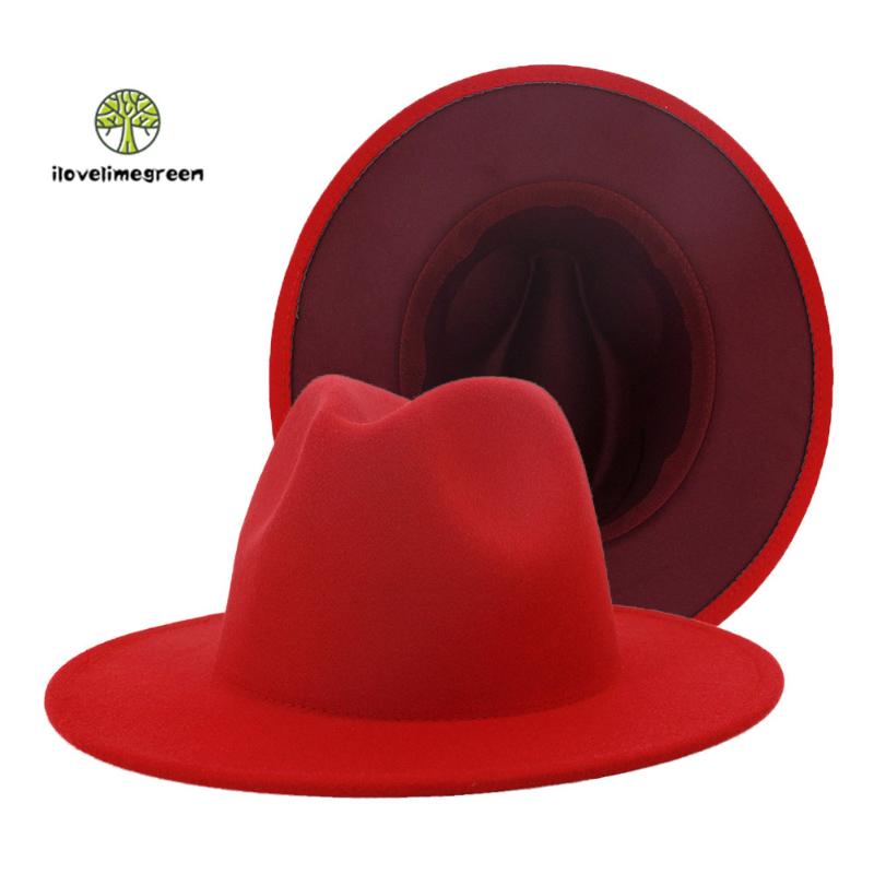 Wide Brim Hats High Quality Wine Red Patchwork Woolen Felt Fedora Hat For Women Men Elegant Fall Winter Jazz Panama, Red-wine red
Wide Brim Hats High Quality Wine Red Patchwork Woolen Felt Fedora Hat For Women Men Elegant Fall Winter Jazz Panama, Red-wine red