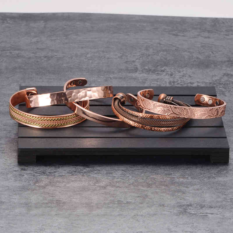 Pure Copper Bracelet Men Magnetic Arthritis Adjustable Magnets Cuff Therapy Health Energy for