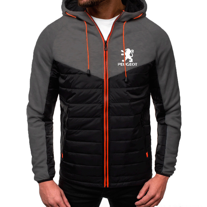 Hoodies Men Peugeot Car Print Casual Long Sleeve Hooded Sweatshirts Mens zipper Jacket Man Tops Clothing C1117