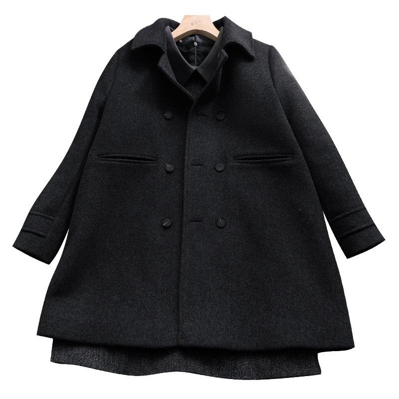 Autumn and winter new Korean style British style loose mid-length fashion all-match woolen warm coat jacket female trend, Black
Autumn and winter new Korean style British style loose mid-length fashion all-match woolen warm coat jacket female trend, Black