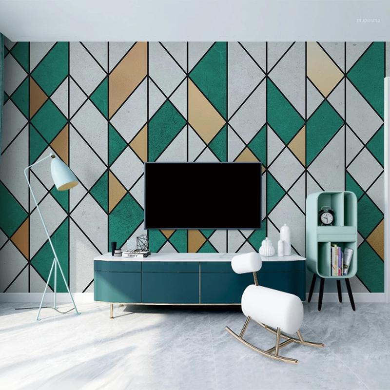 Custom Photo Wallpaper Nordic Modern Dark Green Geometric Fresco Retro Living Room Bedroom TV Background Wall Mural De Parede 3D1, As pic 
Custom Photo Wallpaper Nordic Modern Dark Green Geometric Fresco Retro Living Room Bedroom TV Background Wall Mural De Parede 3D1, As pic