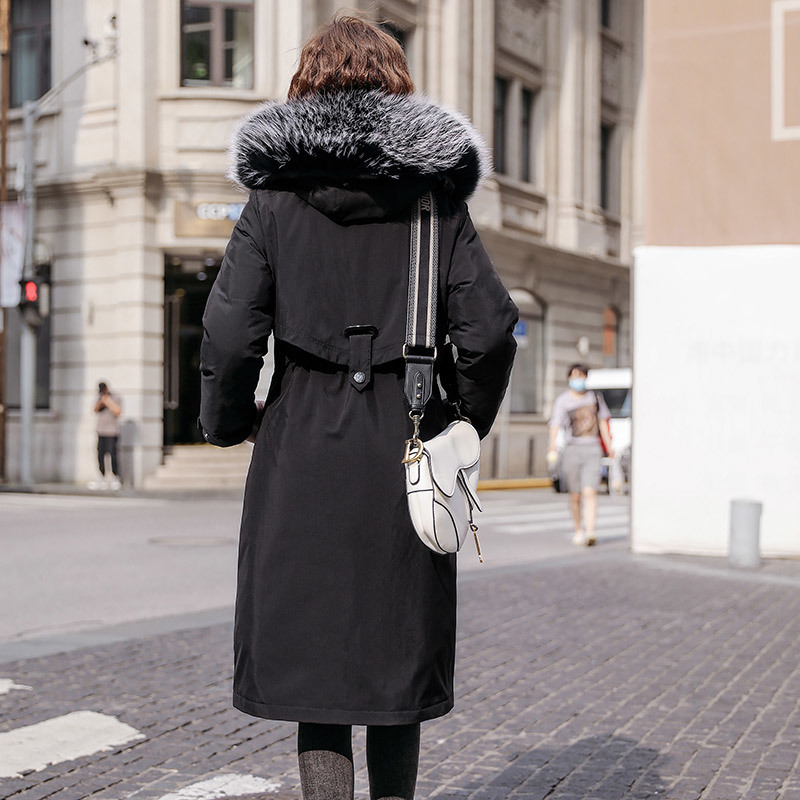 Fashion Winter Jacket Women Cotton Liner Parker Parkas Casual Solid Long Hooded Parka Coat With Fur Collar 201026