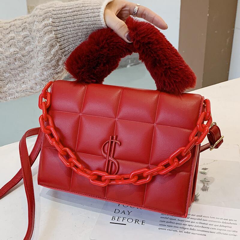 2021 new fashion women's handbag high quality PU leather women's rhombic pattern handbag plush single shoulder messenger bag, Black
2021 new fashion women's handbag high quality PU leather women's rhombic pattern handbag plush single shoulder messenger bag, Black