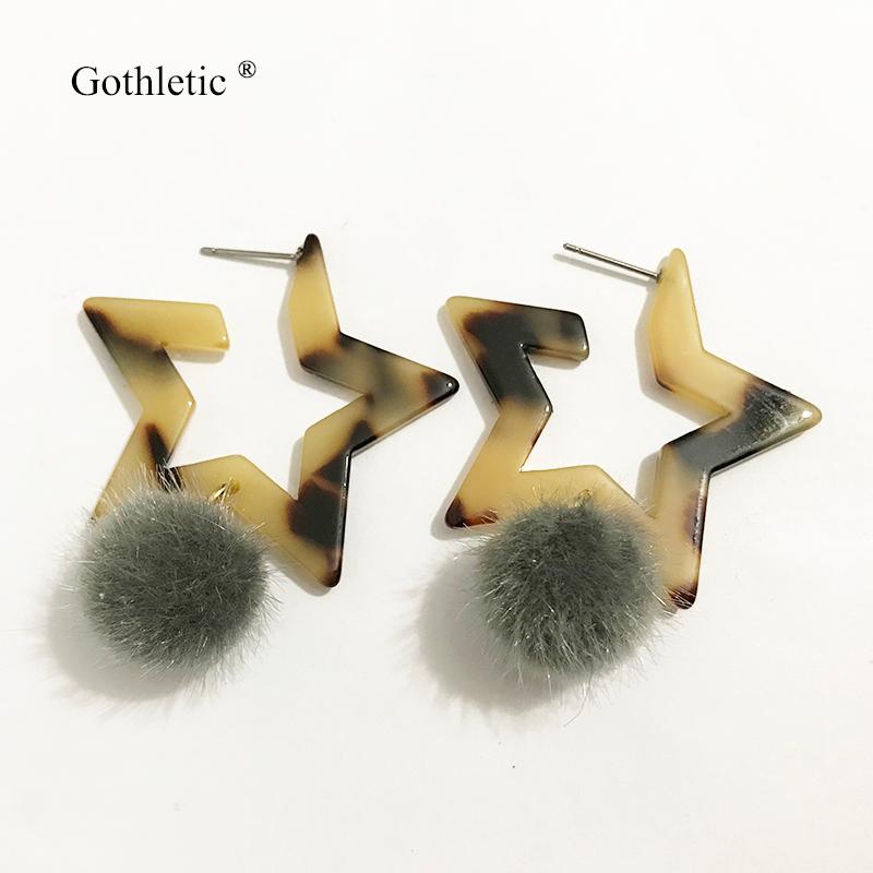Gothletic 45MM Tortoiseshell Star Acetate Hoop with Pom Pom Earrings Women Brincos Fashion Resin Jewelry 2020 NEW
Gothletic 45MM Tortoiseshell Star Acetate Hoop with Pom Pom Earrings Women Brincos Fashion Resin Jewelry 2020 NEW