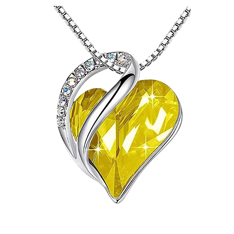 Love Heart Austrian Crystal Heart Pendent Necklace for Women Shiny Friendship Birthday Stone Necklace Nice Wedding Bride Jewelry Gift