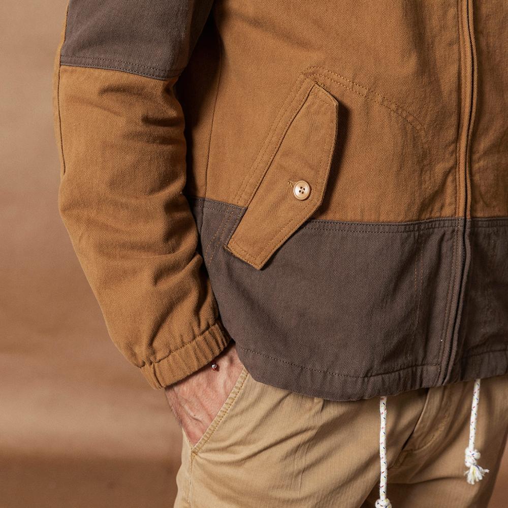 SIMWOOD Hooded Patchwork contrast color Jackets Men Vintage 100% cotton outerwear plus size spring winter new field coats 980586 201218