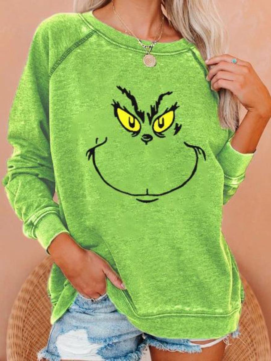 Lpopengl Autumn Winter Funny Grinch Ugly Christmas Casual Hoodie Sweatshirts Long Sleeve Crewneck Women Pullovers Kawaii Tops 201202