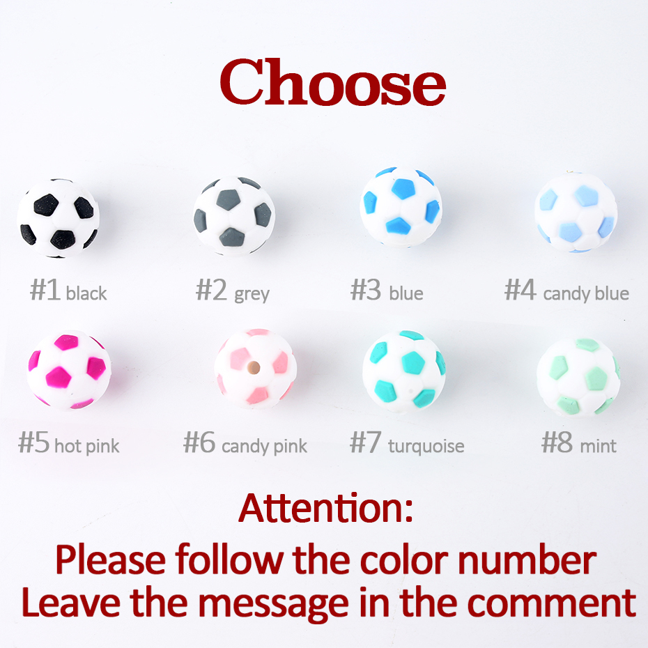 Bite Bites Small Football Silicone Beads 5PC DIY Pacifier Chain Jewelry Accessories Necklace Soccer Food Grade Silicone Teether Y1221